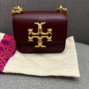 Tory Burch Burgundy Mini Bag with Gold Hardware